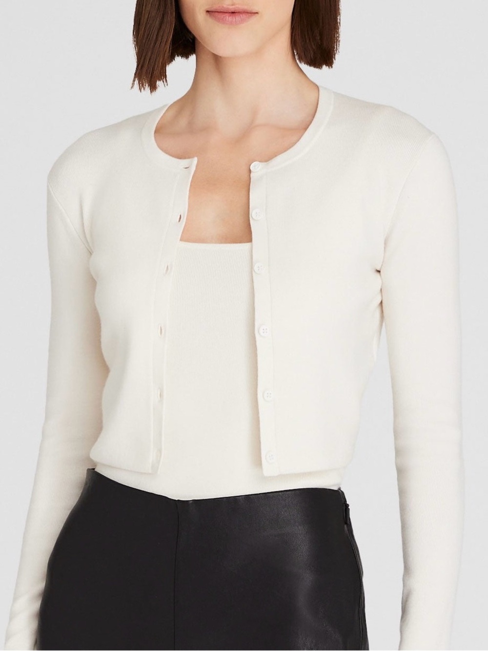 Club Monaco Merino Rib Cropped Cardigan in Black